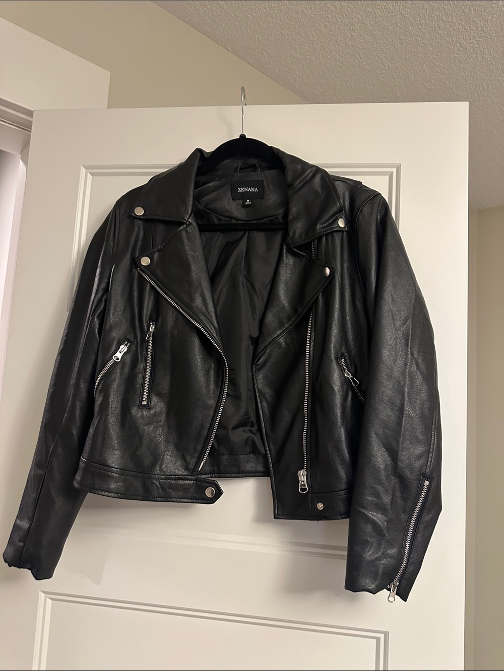 Zenana Outfitters Black Faux Leather Biker Jacket